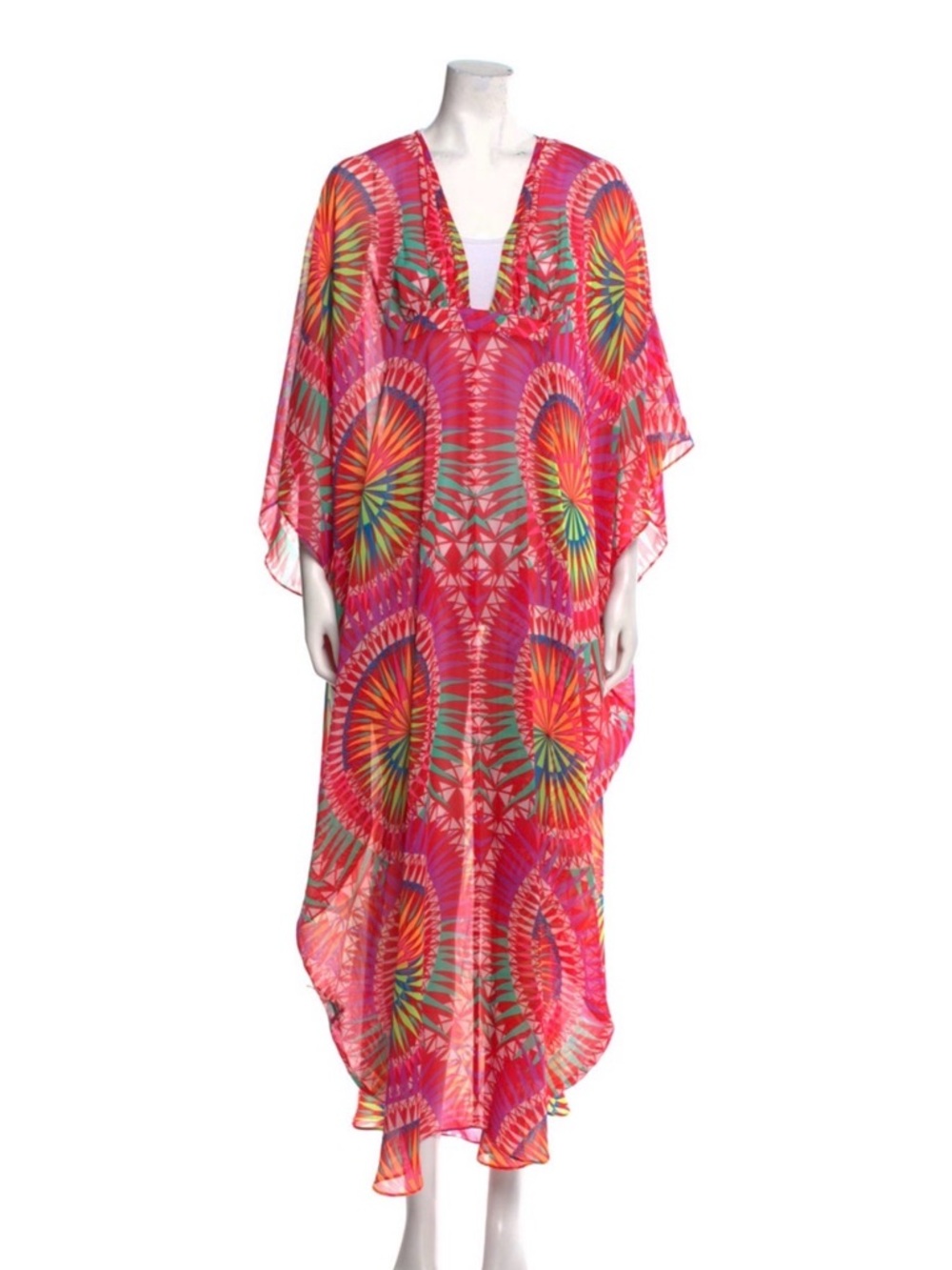 Beautiful Mara Hoffman Multi-Color Swim Cover-Up Kaftan Dress one size